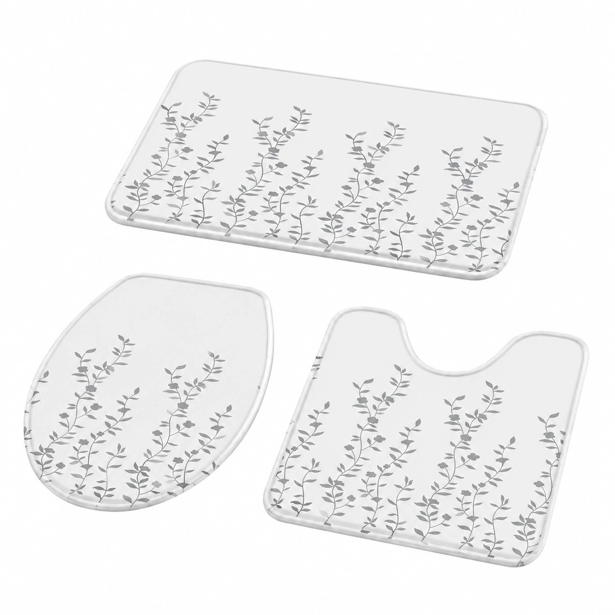 3-teiliges Badematten-Set mit Sommerpflanzen und Blumenmotiv, saugfähig und weich, für Bad, WC und Schlafzimmer