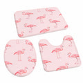 3-teiliges Badematten-Set mit romantischem Flamingo-Druck, weich und atmungsaktiv