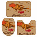 3-teiliges Set Badezimmerteppich mit Retro-Basketball-Design, weich und atmungsaktiv, ideal für Badewanne und Dusche