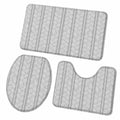 3-teiliges Badezimmerteppich-Set mit grauem Streifen- und Blätterdesign, rutschfest und atmungsaktiv