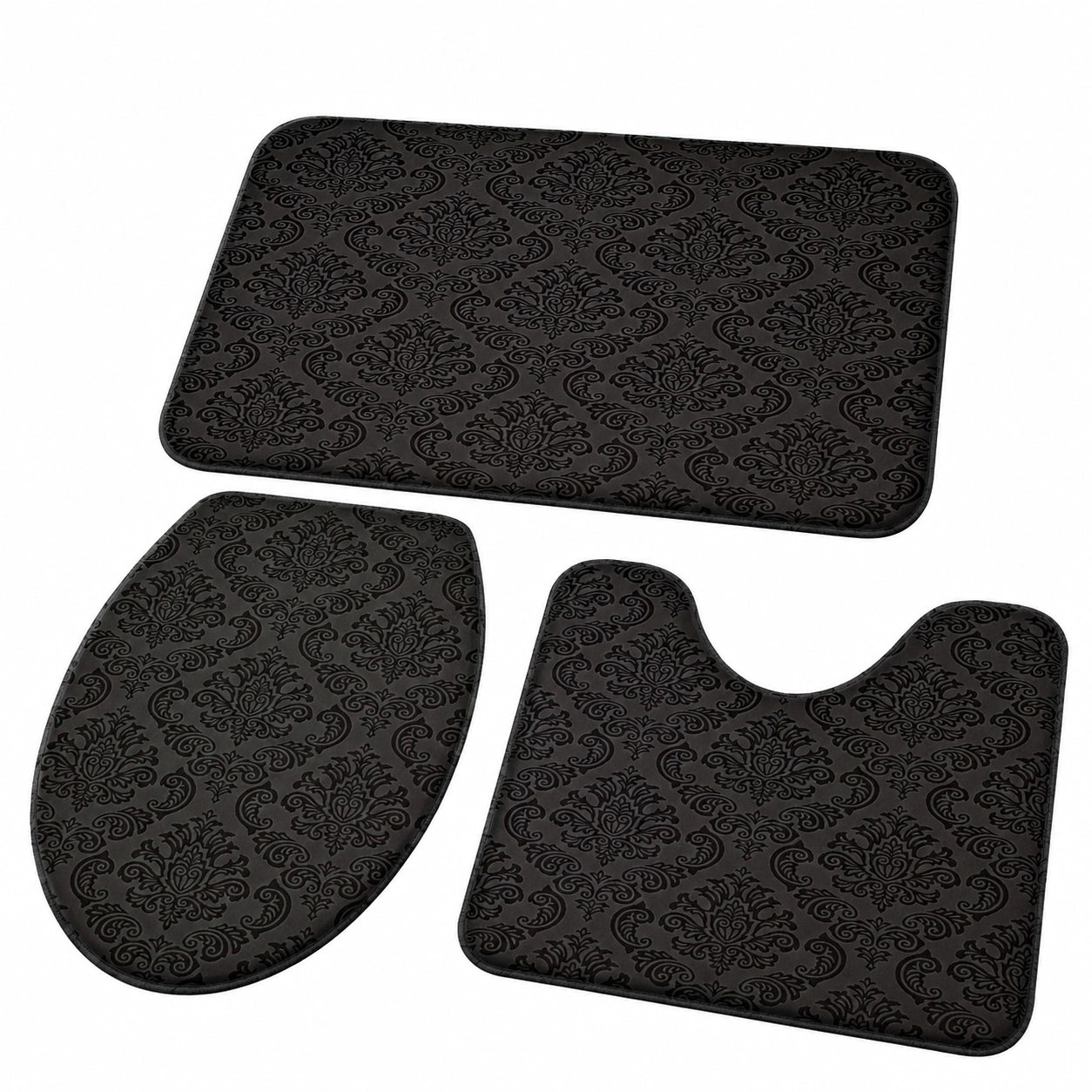 Badteppich Set 3-teilig mittelalterliches Design rutschfest atmungsaktiv