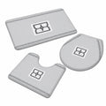 3-tlg. Badezimmerset mit geometrischem Muster - Weicher und atmungsaktiver Teppich für WC, Dusche & Schlafzimmer