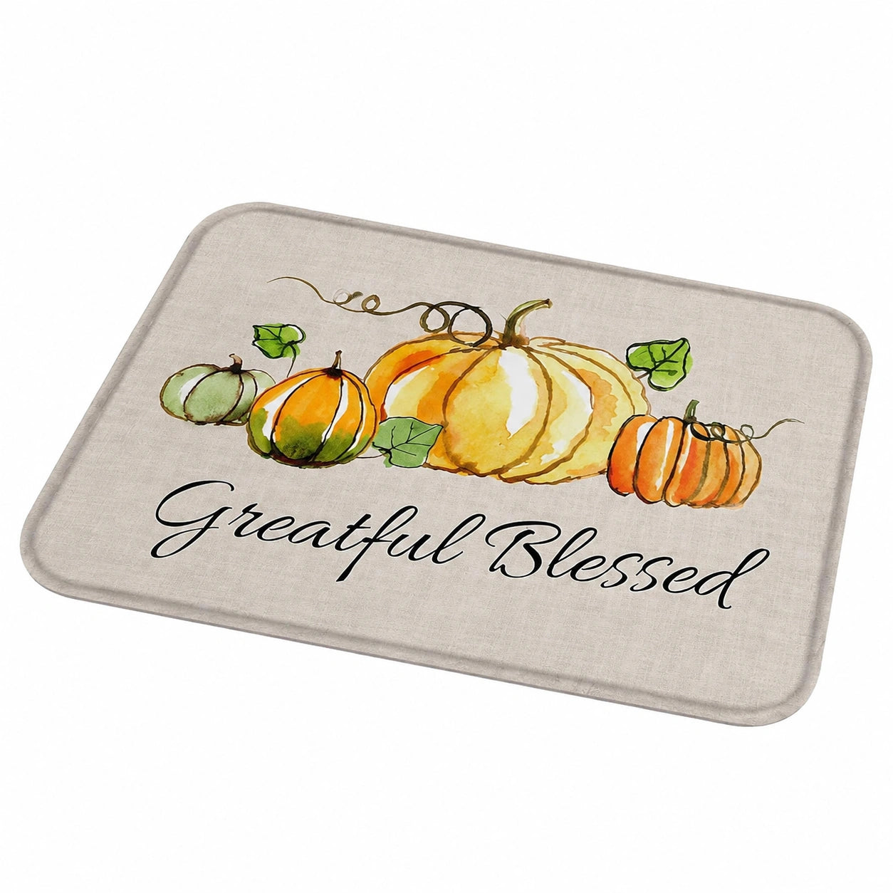 3-teiliges Badezimmerteppich-Set Rutschfest Thanksgiving Design Gelb