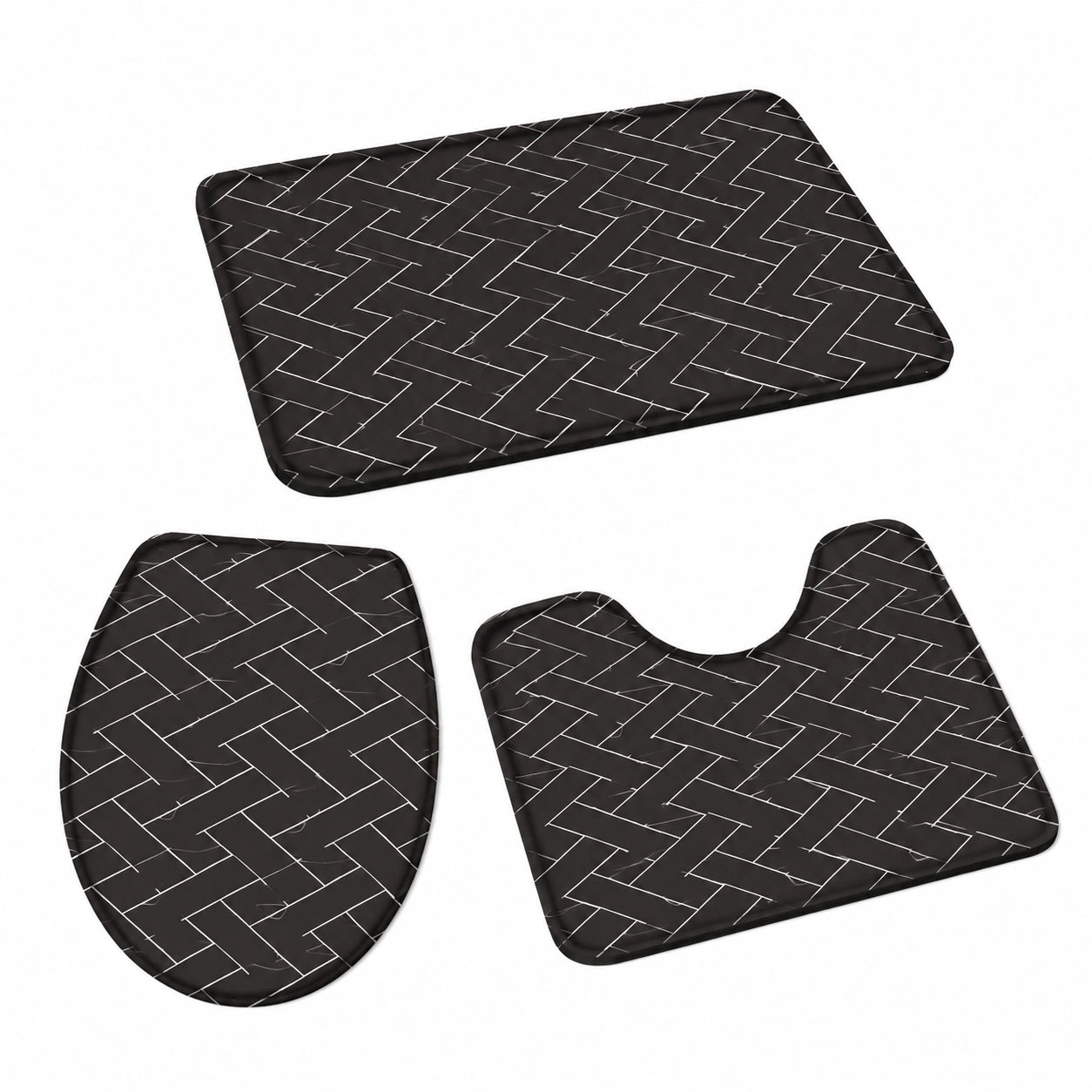 3-teiliges Badteppich-Set mit geometrischem Design, saugfähig und atmungsaktiv, ideal für Badezimmer und Schlafzimmer