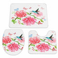 3-teiliges Badezimmerteppich-Set mit Blumen- und Vogeldesign, rutschfest und saugfähig