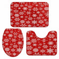 Weihnachtliches Badematten Set, 3-teilig, mit Schneeflocken-Design, saugfähiges und weiches Material, ideal für Bad und WC